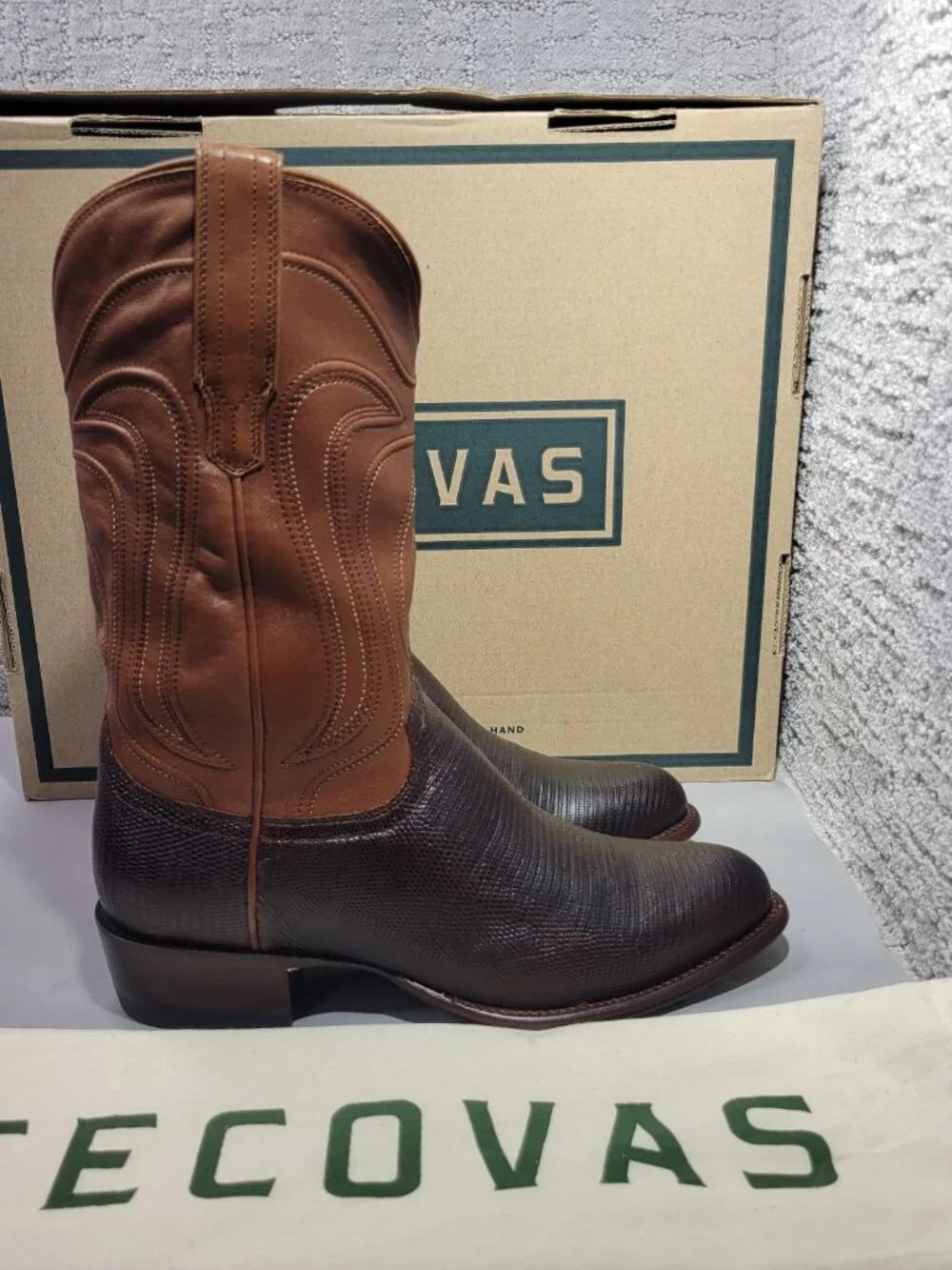 Tecovas The Nolan Men's Size US 9.5 EE Whiskey Lizard Cowboy Boots. - Picture 3 of 12